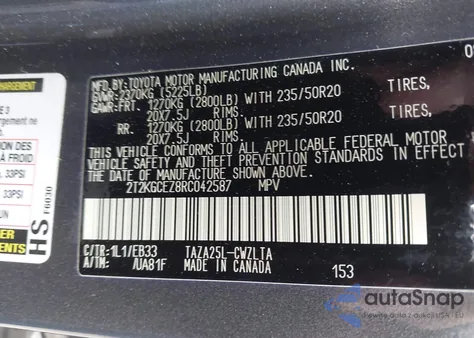 2024 Lexus Nx 350 F Sport Handling z USA, uszkodzony, nr VIN 2T2KGCEZ8RC042587